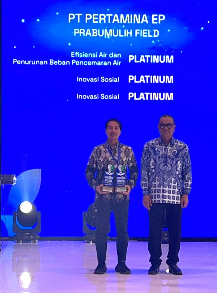Pertamina EP Prabumulih Field Sabet 3 Platinum ENSIA 2025 atas Inovasi Lingkungan dan Sosial
