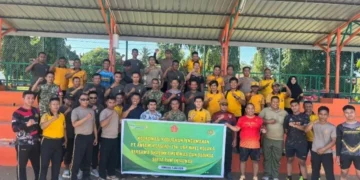 ANTAM UBP Nikel Kolaka Perkuat Hubungan dengan TNI-Polri Melalui Olahraga Bersama