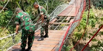 TNI AD Turun Tangan Rombak Total Jembatan Pongpet yang Ambruk di Pangandaran